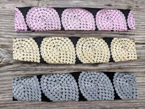 Handmade Upcycled Eco-Conscious Embroidered Headbands Pastel Colors Front