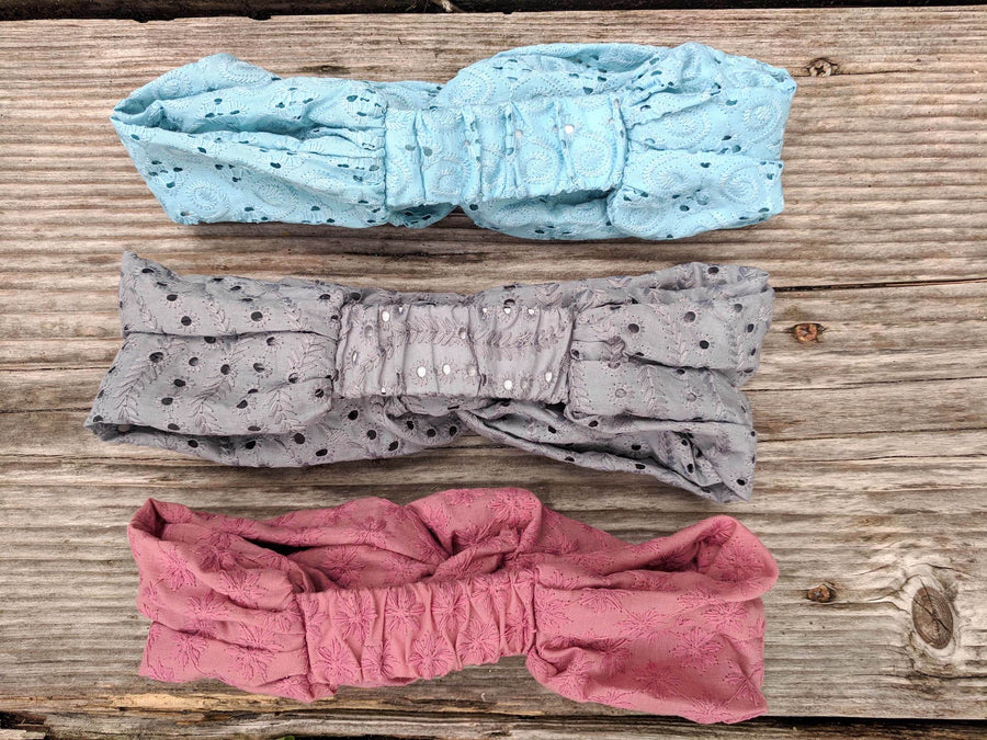 Upcycled Eco-Friendly Eyelet Turban Headbands