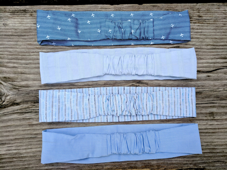 Upcycled Eco-Conscious Dress Shirt Women's Headbands Light Blue