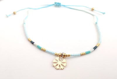 Seed Bead 24K Gold Vermeil Snowflake Charm Bracelet
